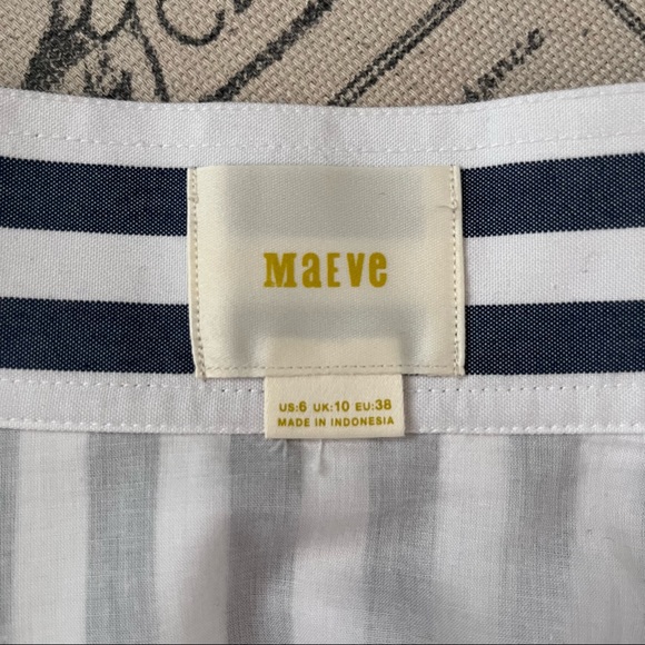 SOLD E Anthropologie Maeve Blue Striped Asymmetric Skirt - Picture 8 of 10